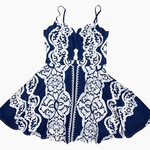 Jodi Kristopher Lace Fit and Flare Cutout Mini Dress Spaghetti Romantic Flirty